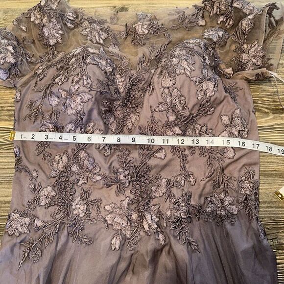 La Femme 29235 Floral Embroidery Chiffon Column Gown SZ 12 Dark Mauve. $460. 13 - Picture 9 of 10